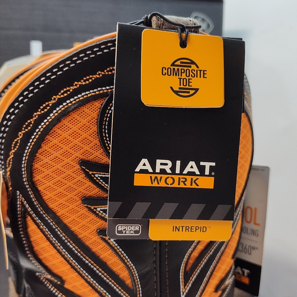 ARIAT Intrepid VentTek Comp Toe MEN'S Size 11.5 D Cocoa Brown/Orange 10020072 - Picture 12 of 15